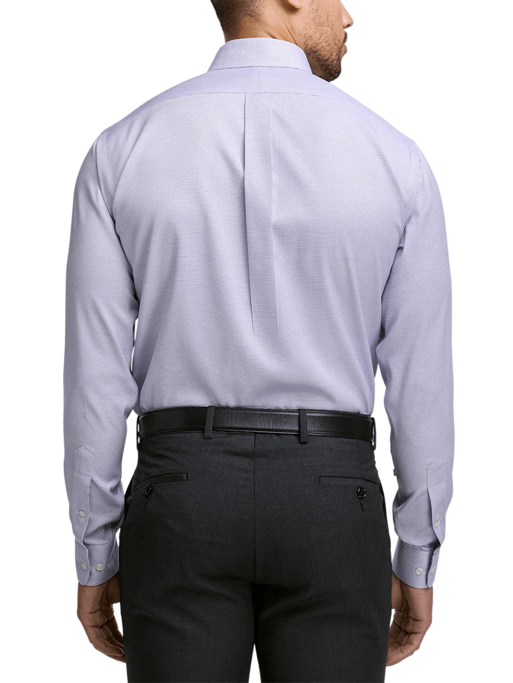 Comfort Stretch Non-Iron Solid Dress Shirt With Contrast Trim - Purple - Image 5