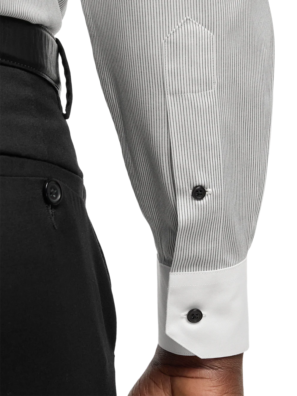 Comfort Stretch Non-Iron Stripe Dress Shirt - Black/white - Image 4