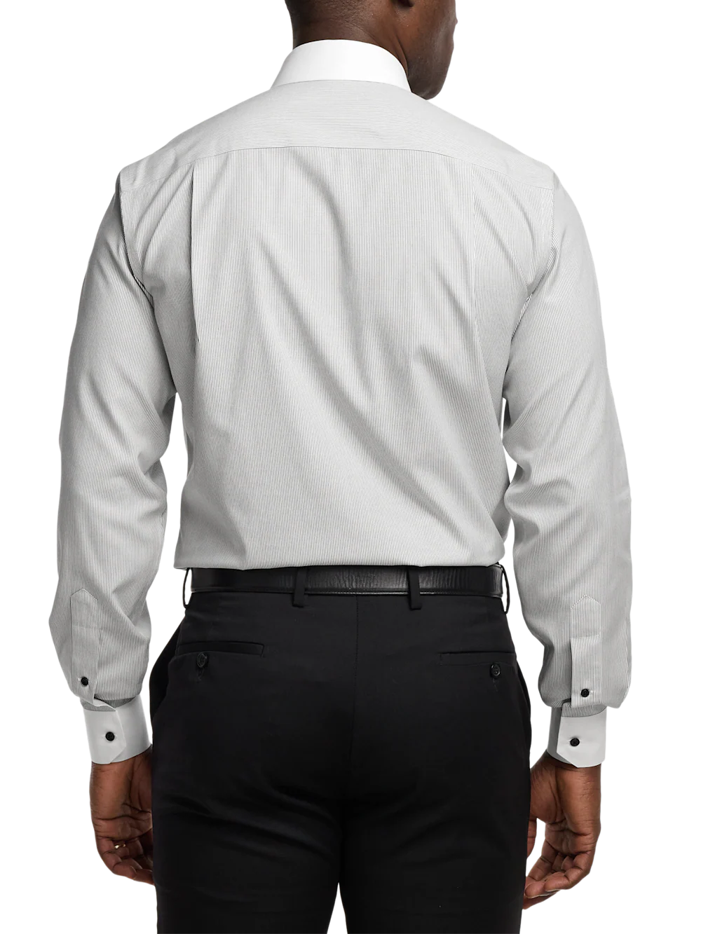 Comfort Stretch Non-Iron Stripe Dress Shirt - Black/white - Image 5
