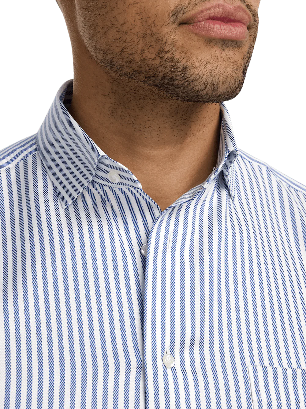 Comfort Stretch Non-Iron Stripe Dress Shirt - Cobalt - Image 3