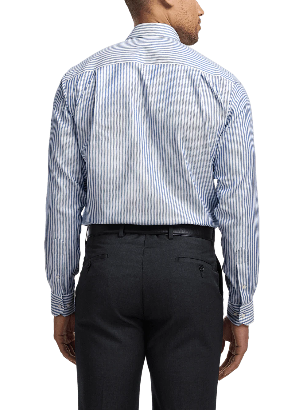 Comfort Stretch Non-Iron Stripe Dress Shirt - Cobalt - Image 5