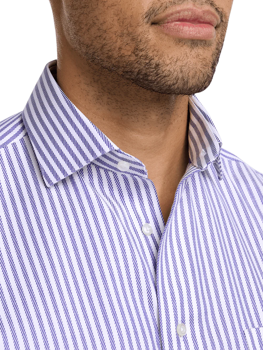 Comfort Stretch Non-Iron Stripe Dress Shirt - Purple - Image 3
