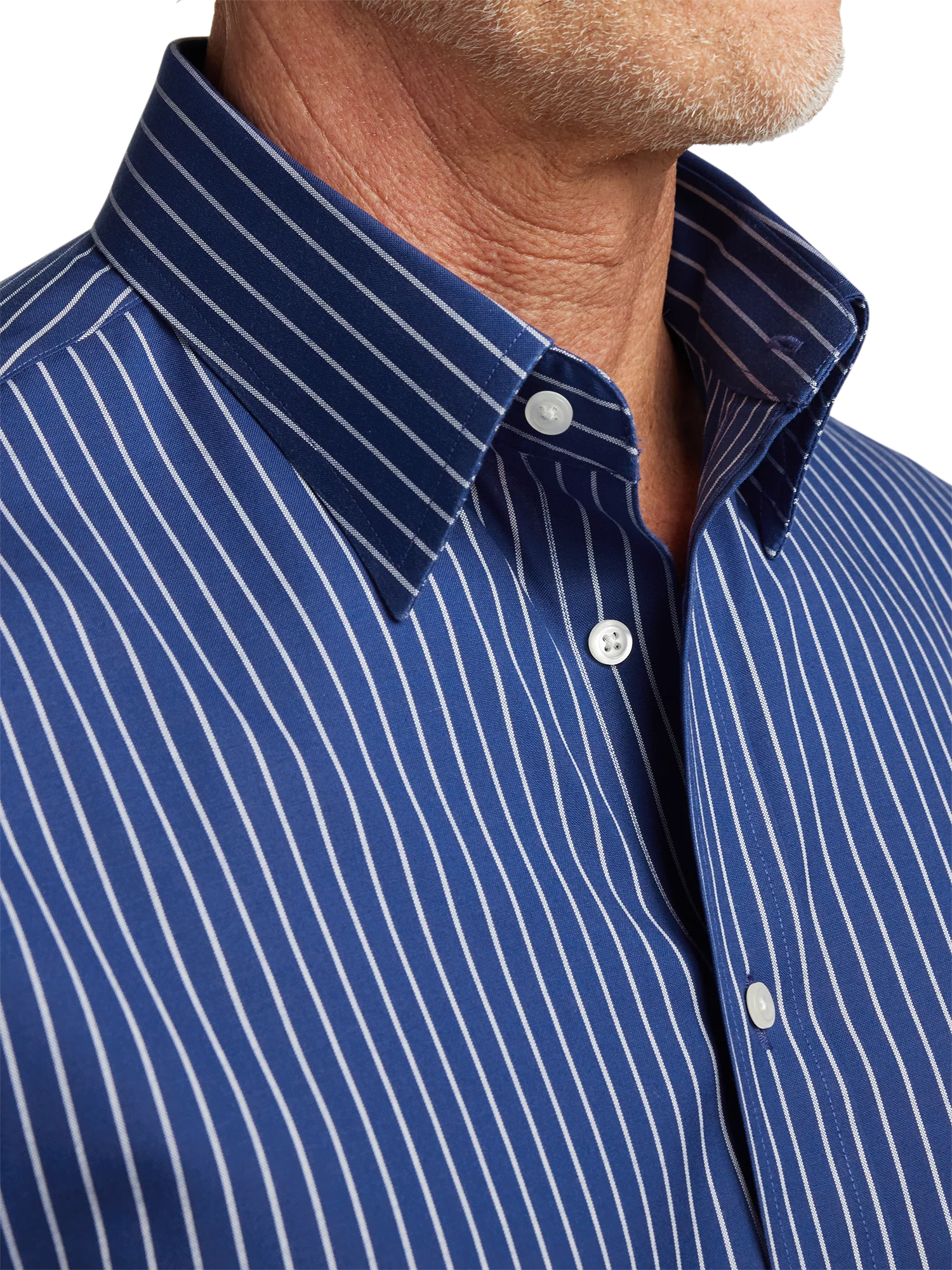 Comfort Stretch Non-Iron Stripe Dress Shirt - Cobalt - Image 3