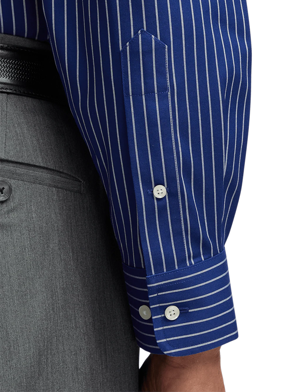 Comfort Stretch Non-Iron Stripe Dress Shirt - Cobalt - Image 4