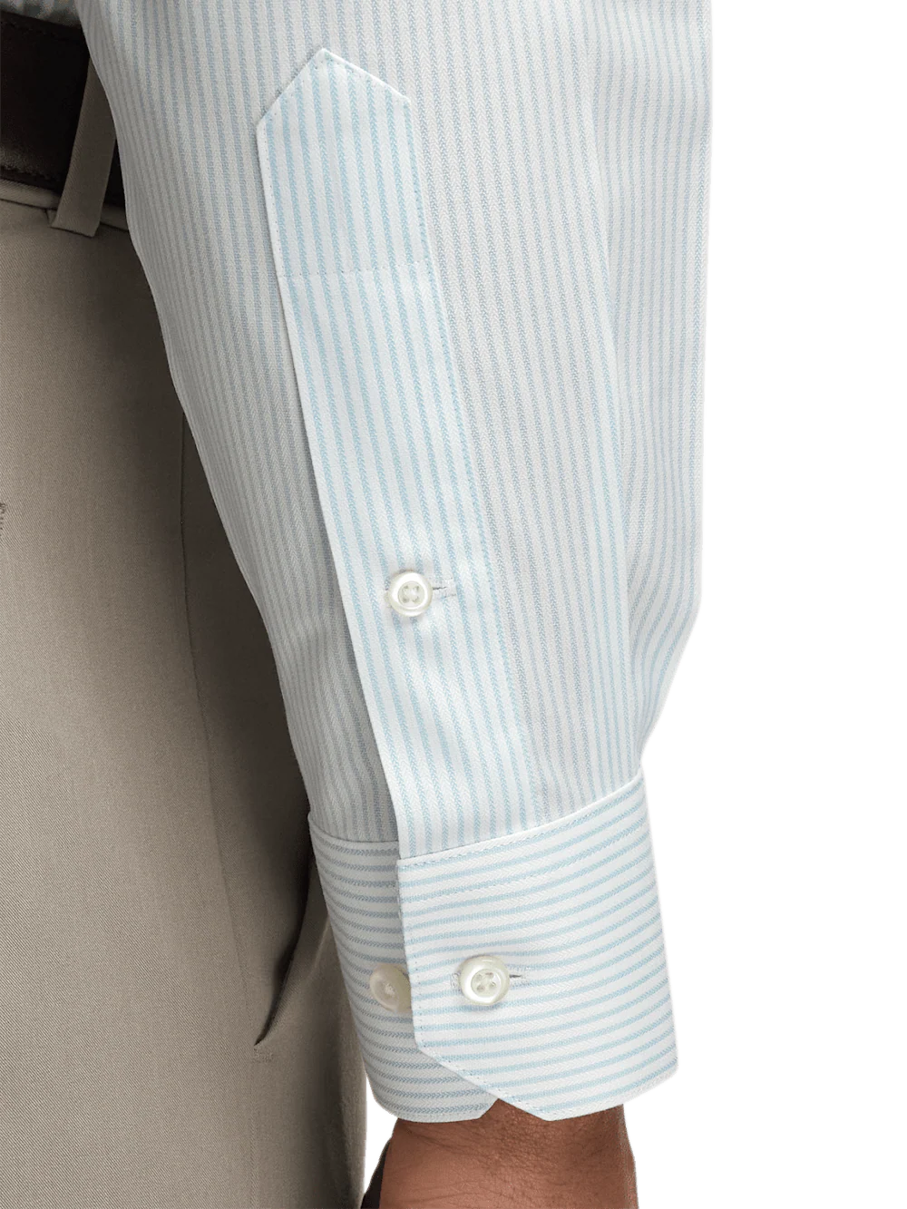Comfort Stretch Non-Iron Stripe Dress Shirt - Light Blue - Image 4