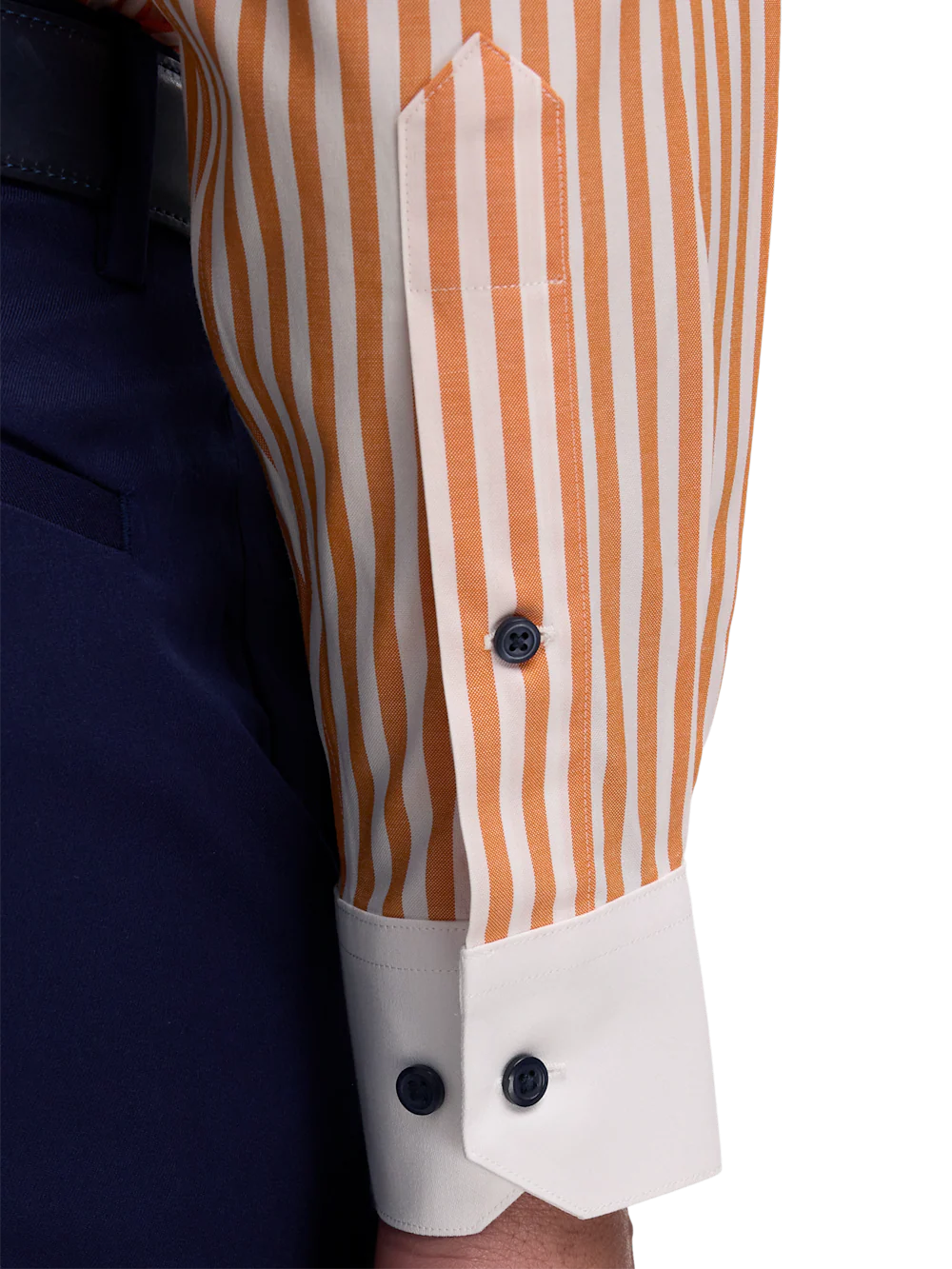 Comfort Stretch Non-Iron Stripe Dress Shirt - White/melon - Image 4