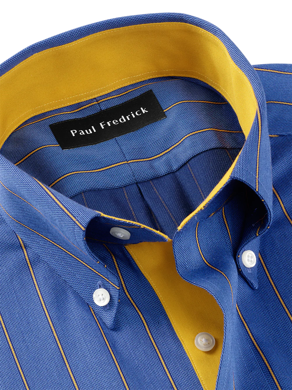 Comfort Stretch Non-Iron Stripe Dress Shirt With Contrast Trim - Navy/gold - Image 7