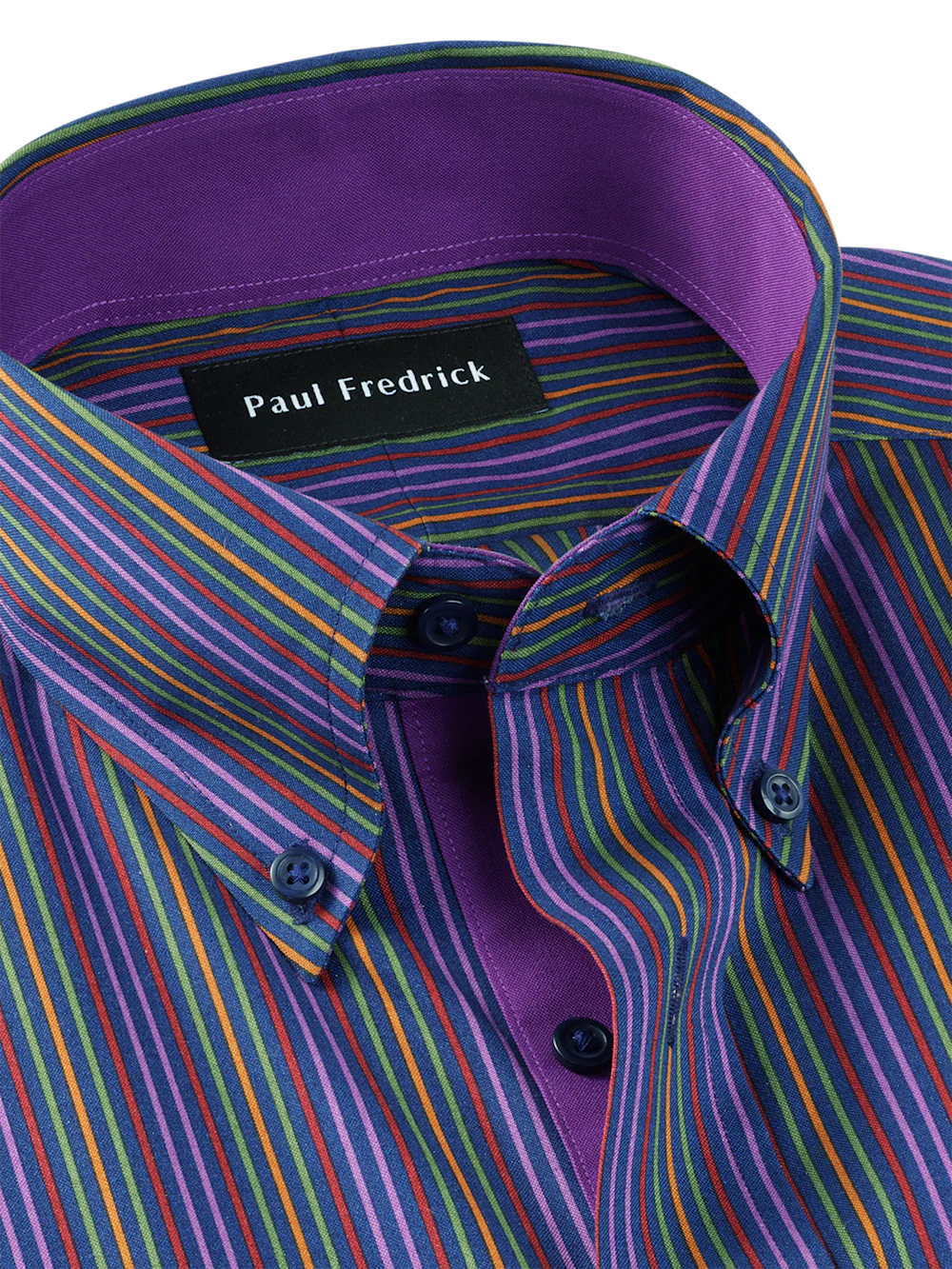 Comfort Stretch Non-Iron Stripe Dress Shirt With Contrast Trim - Multi - Image 7