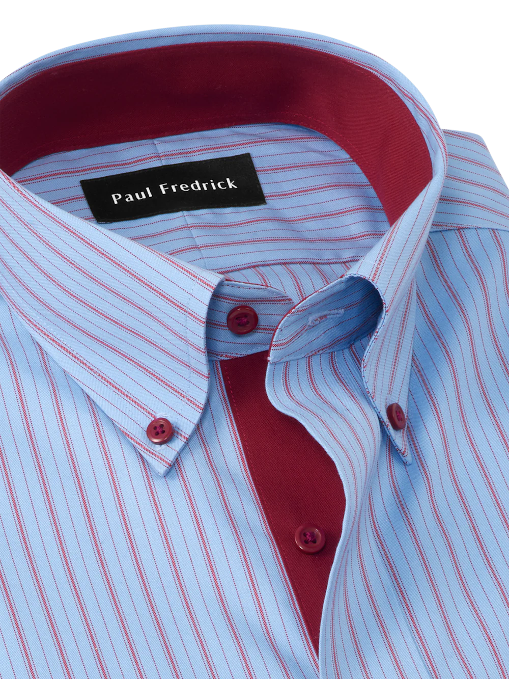 Comfort Stretch Non-Iron Stripe Dress Shirt With Contrast Trim - Blue/red - Image 7