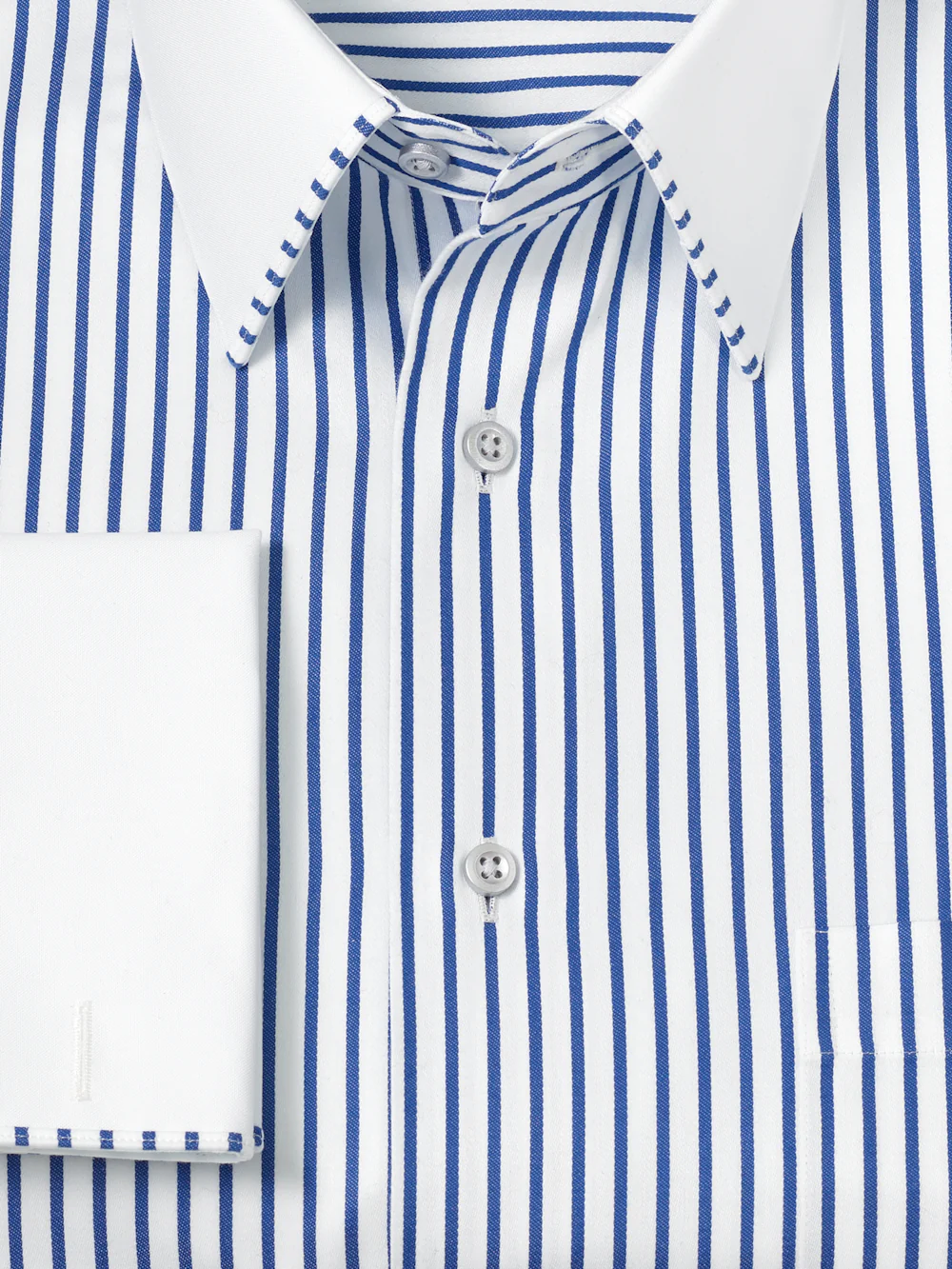 Comfort Stretch Non-Iron Stripe Dress Shirt With Contrast Trim - Blue - Image 7