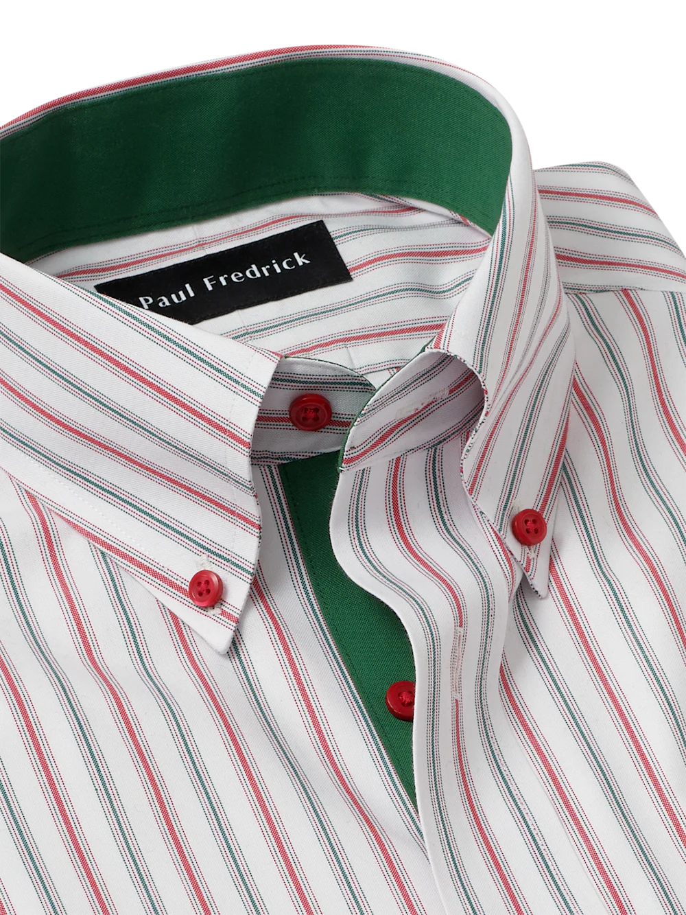 Comfort Stretch Non-Iron Stripe Dress Shirt With Contrast Trim - Red/green - Image 7