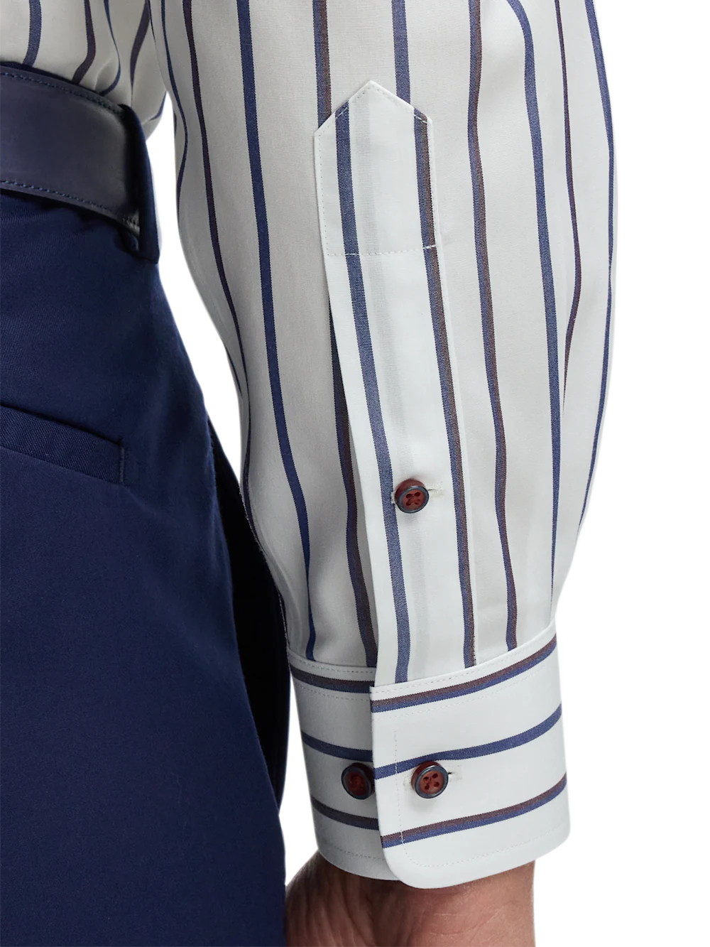Comfort Stretch Non-Iron Stripe Dress Shirt With Contrast Trim - Multi - Image 4