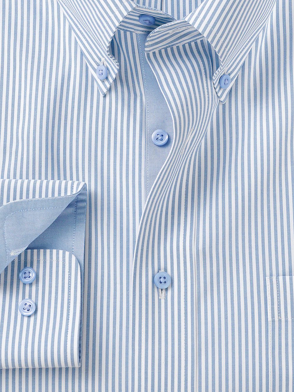 Comfort Stretch Non-Iron Stripe Dress Shirt With Contrast Trim - Blue - Image 2