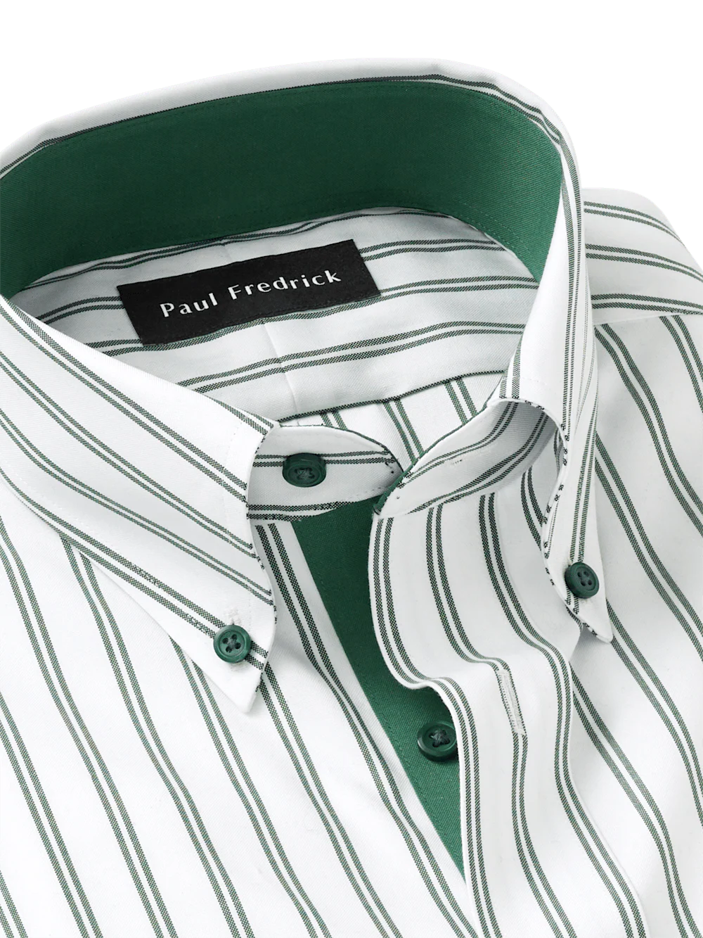 Comfort Stretch Non-Iron Stripe Dress Shirt With Contrast Trim - Green - Image 7