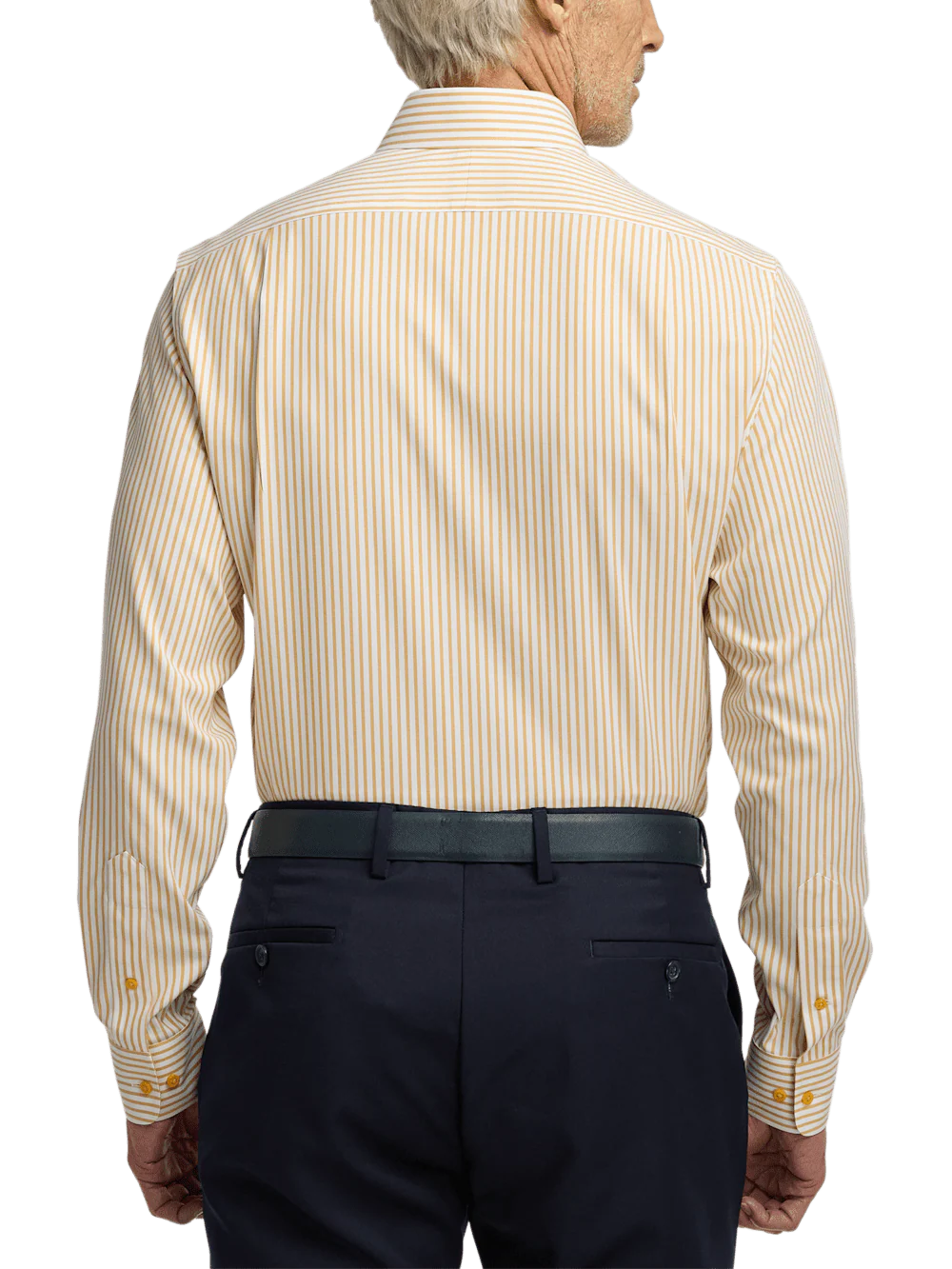 Comfort Stretch Non-Iron Stripe Dress Shirt With Contrast Trim - White/gold - Image 5