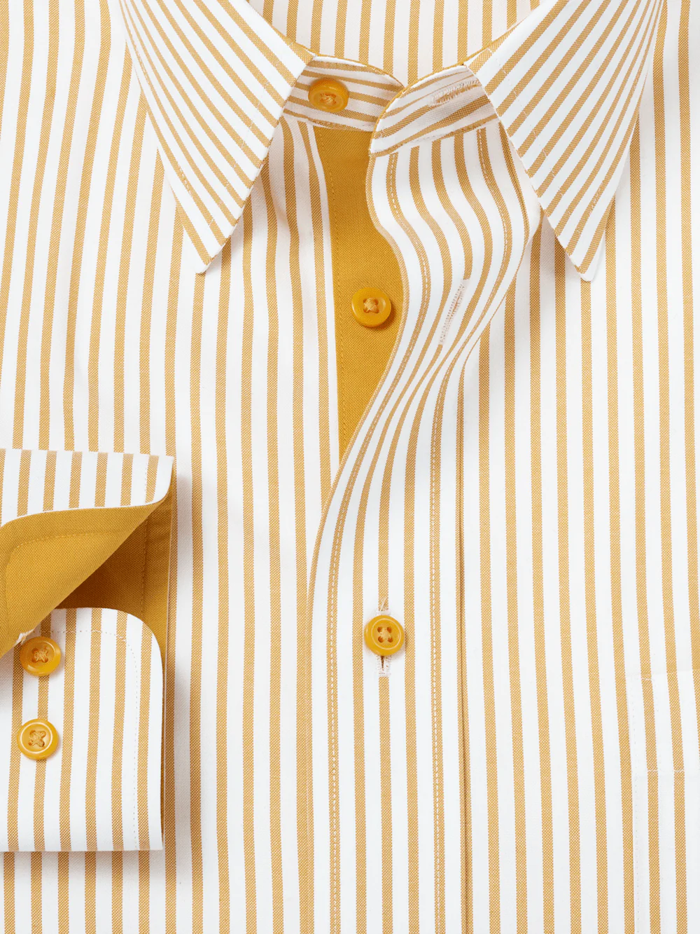Comfort Stretch Non-Iron Stripe Dress Shirt With Contrast Trim - White/gold - Image 6
