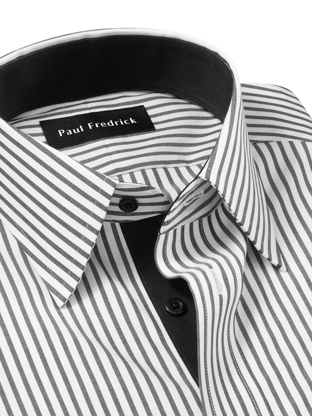 Comfort Stretch Non-Iron Stripe Dress Shirt With Contrast Trim - White/black - Image 7