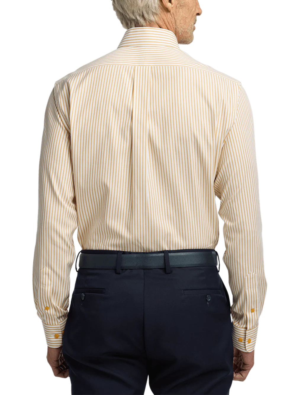 Comfort Stretch Non-Iron Stripe Dress Shirt With Contrast Trim - White/gold - Image 5