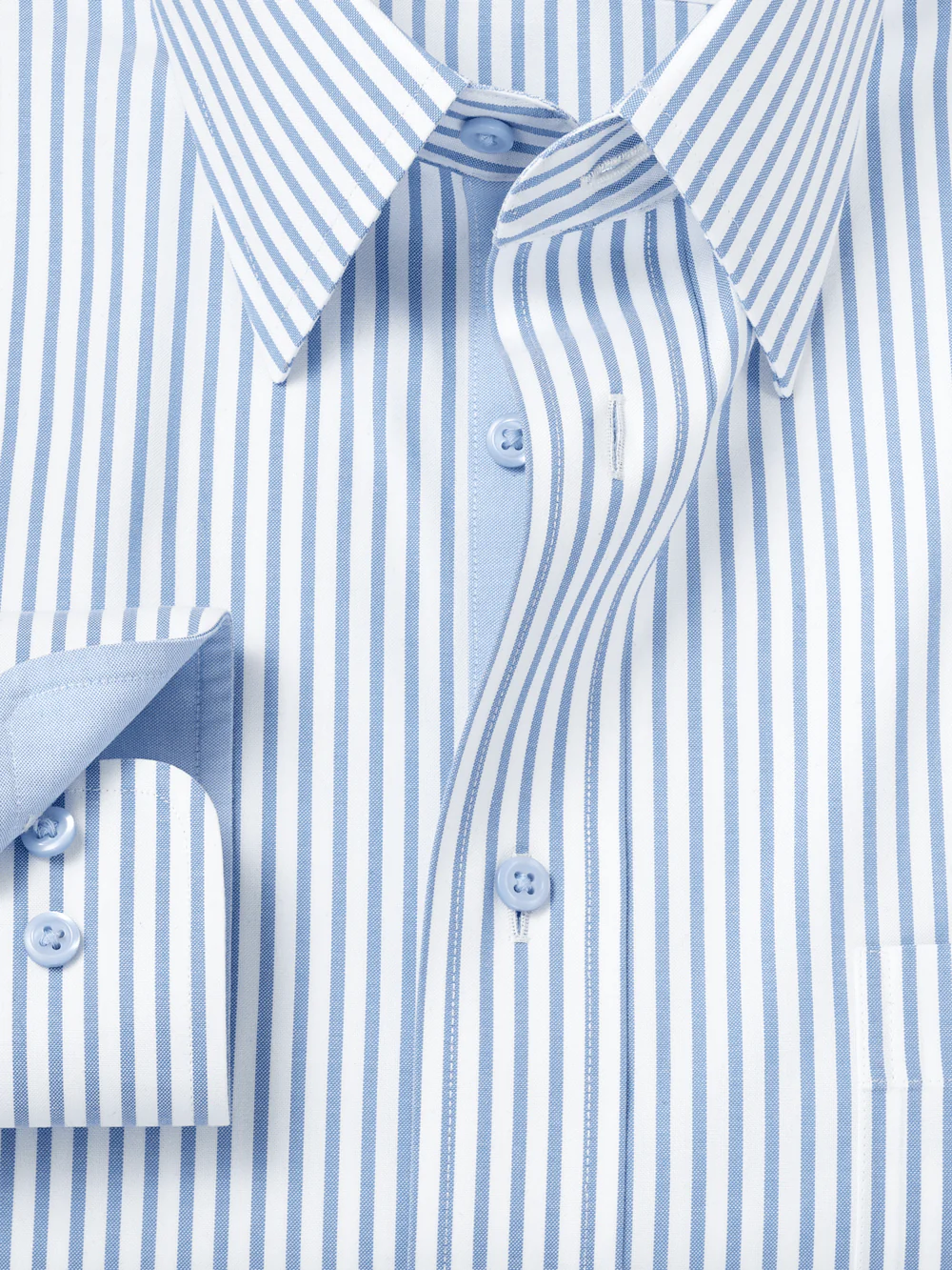 Comfort Stretch Non-Iron Stripe Dress Shirt With Contrast Trim - White/blue - Image 6