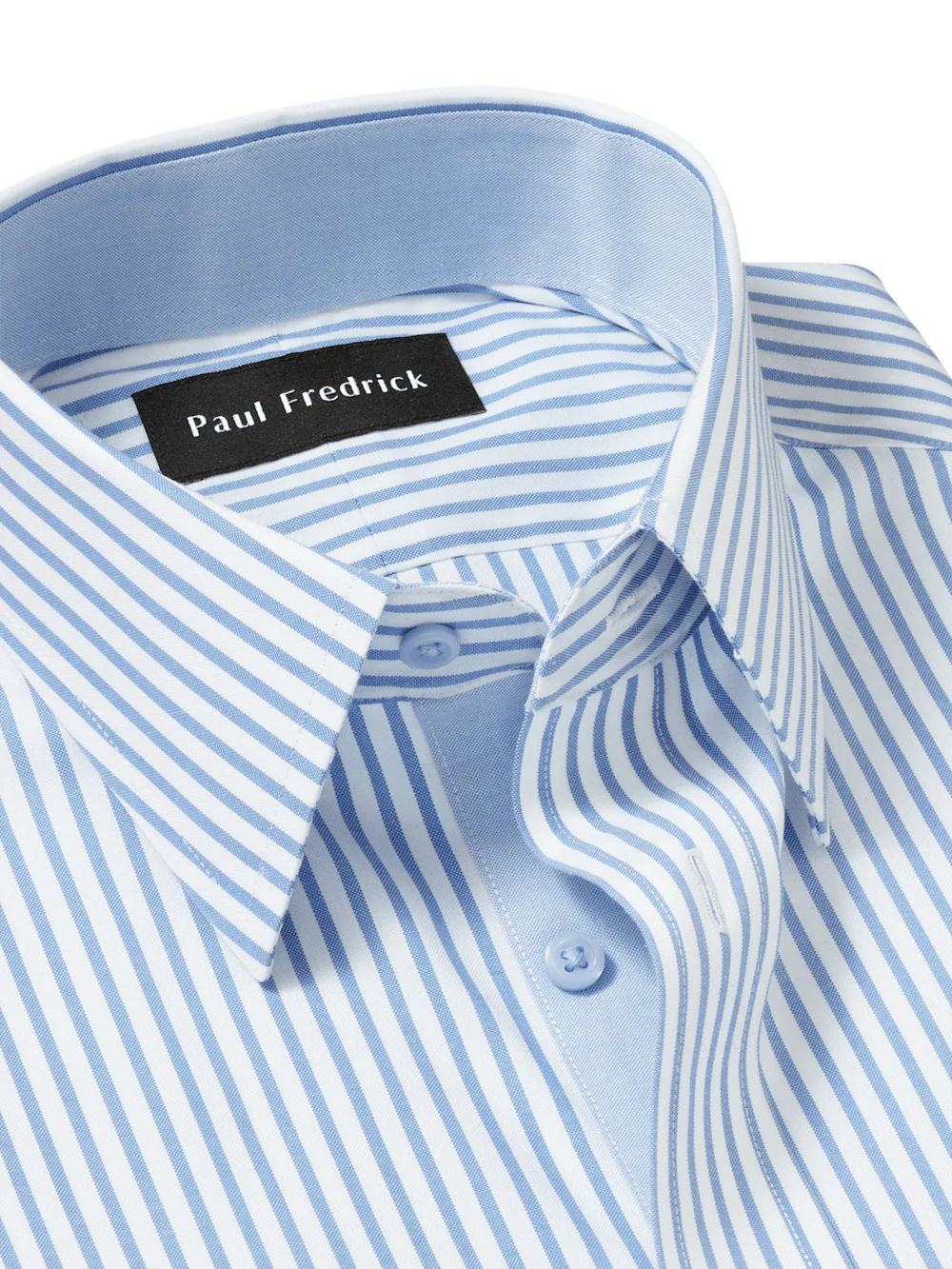 Comfort Stretch Non-Iron Stripe Dress Shirt With Contrast Trim - White/blue - Image 7