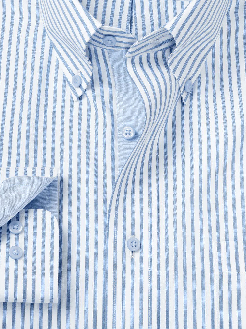 Comfort Stretch Non-Iron Stripe Dress Shirt With Contrast Trim - White/blue - Image 6
