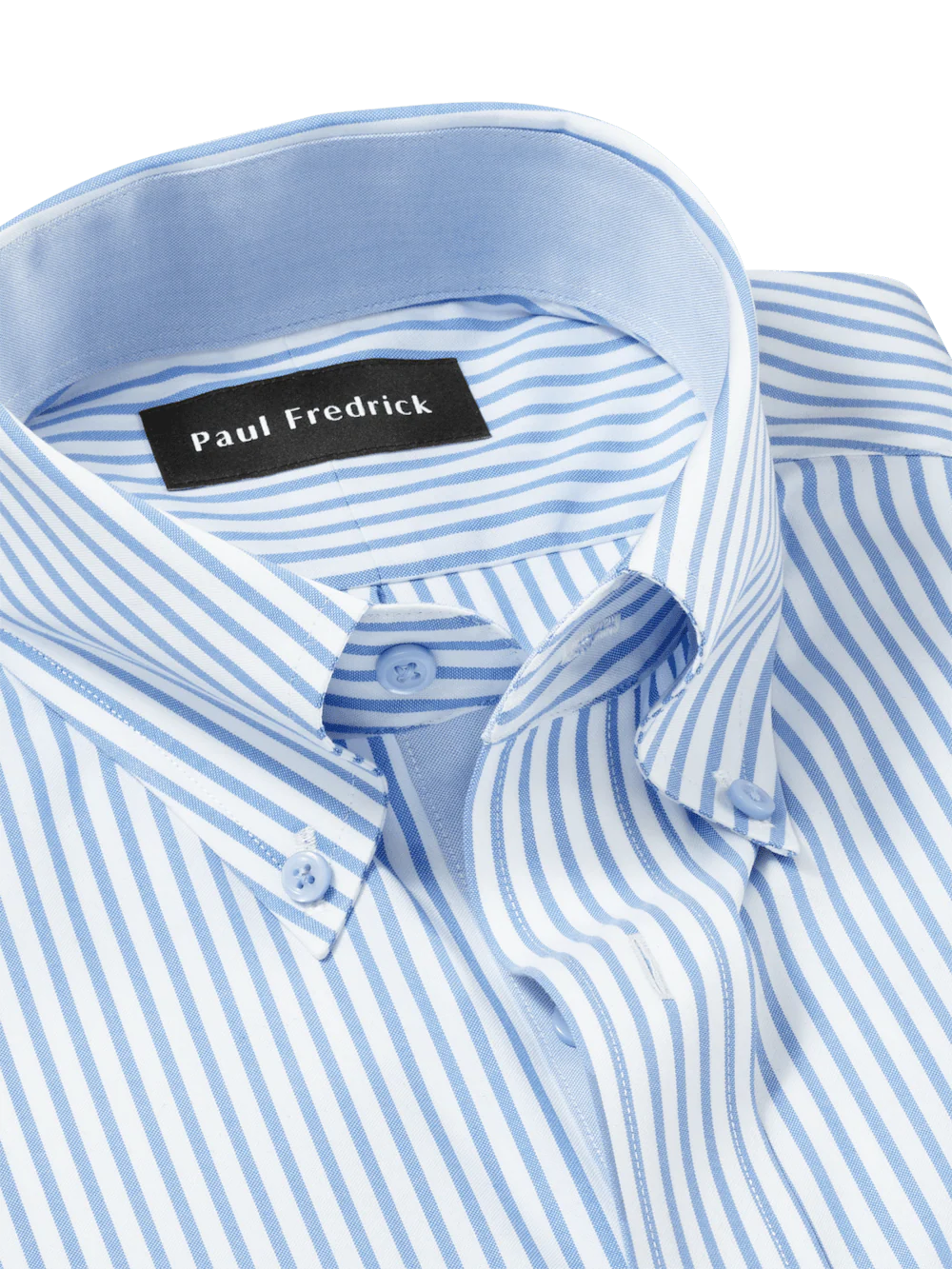 Comfort Stretch Non-Iron Stripe Dress Shirt With Contrast Trim - White/blue - Image 7