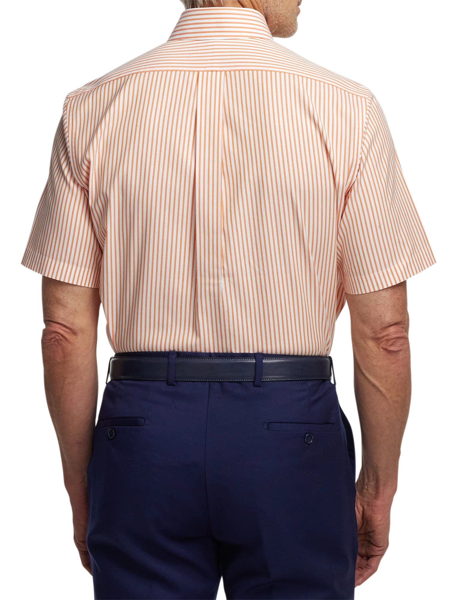 Comfort Stretch Non-Iron Stripe Dress Shirt With Contrast Trim - Melon - Image 5