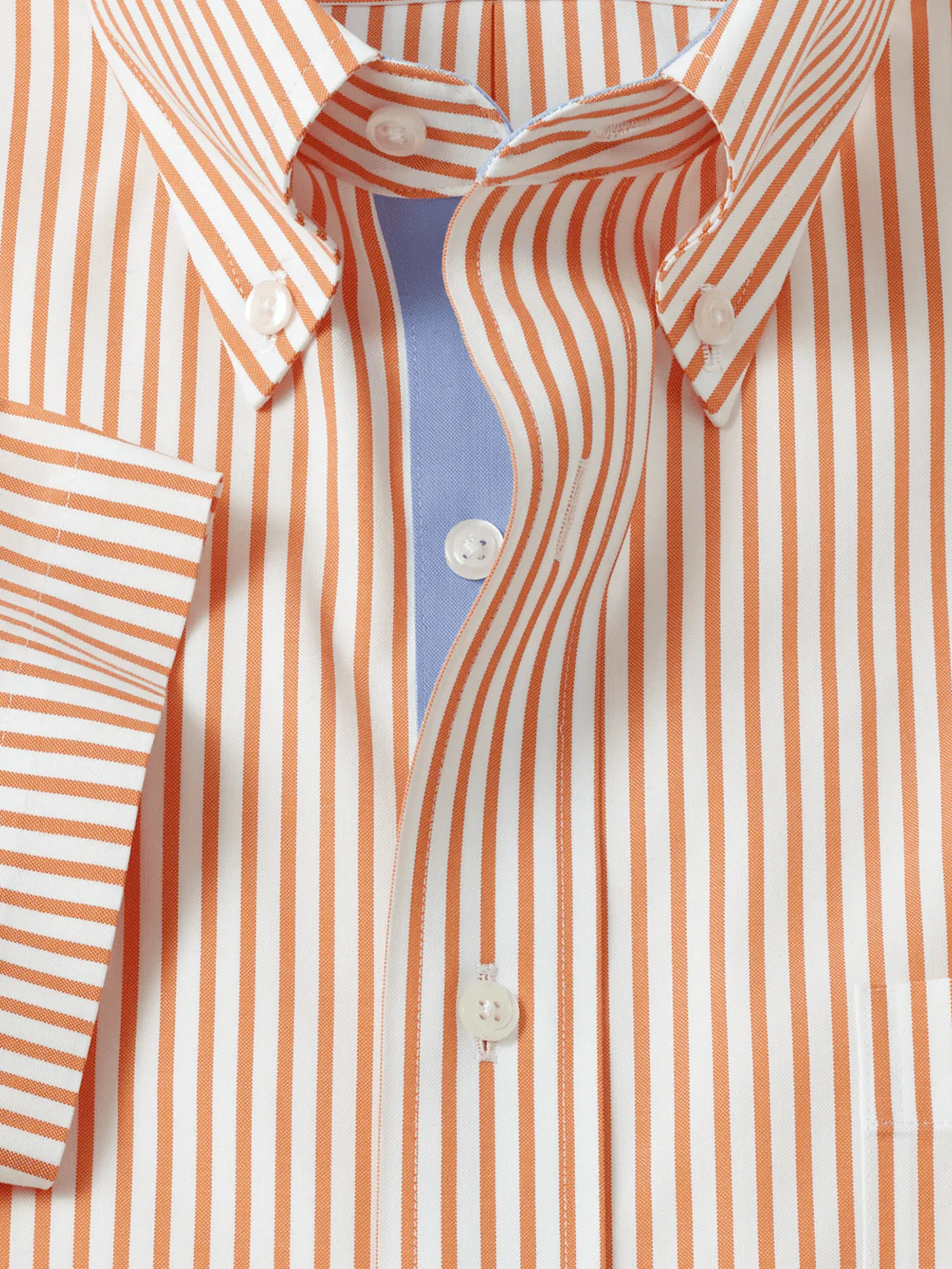 Comfort Stretch Non-Iron Stripe Dress Shirt With Contrast Trim - Melon - Image 6