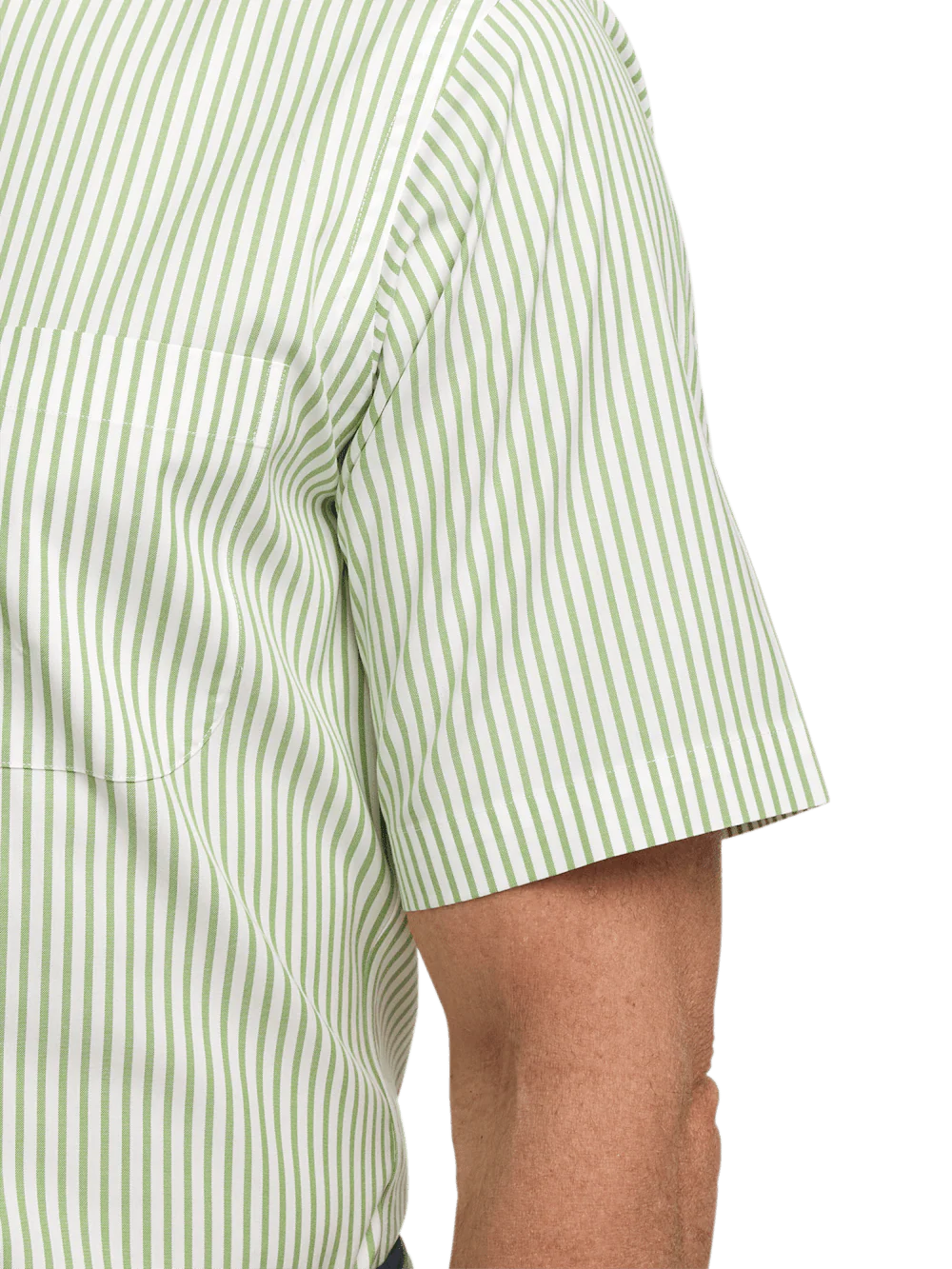 Comfort Stretch Non-Iron Stripe Dress Shirt With Contrast Trim - Green - Image 4