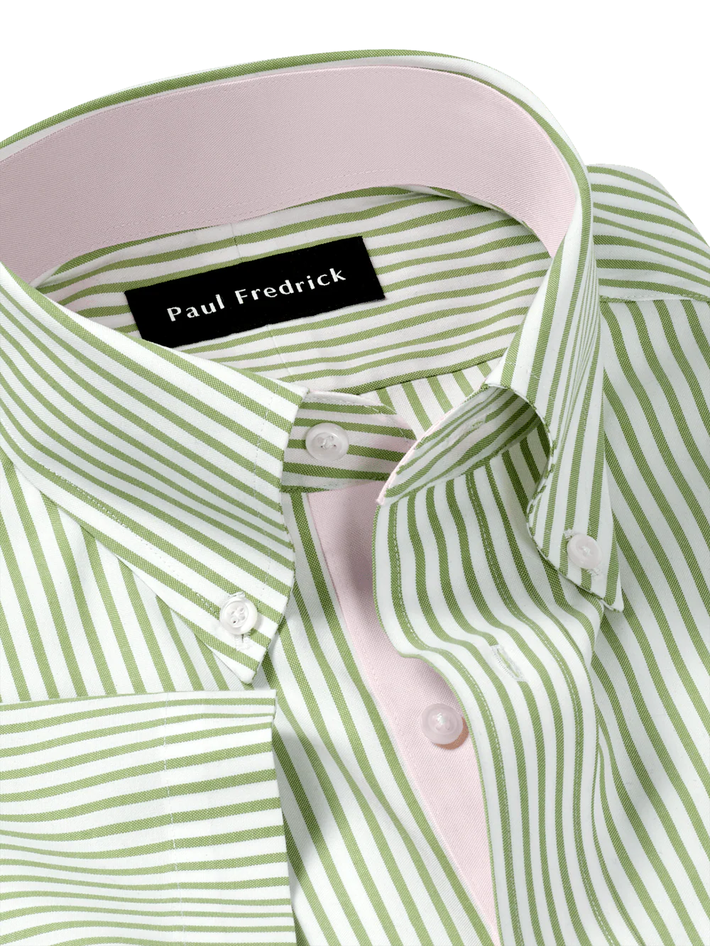 Comfort Stretch Non-Iron Stripe Dress Shirt With Contrast Trim - Green - Image 7
