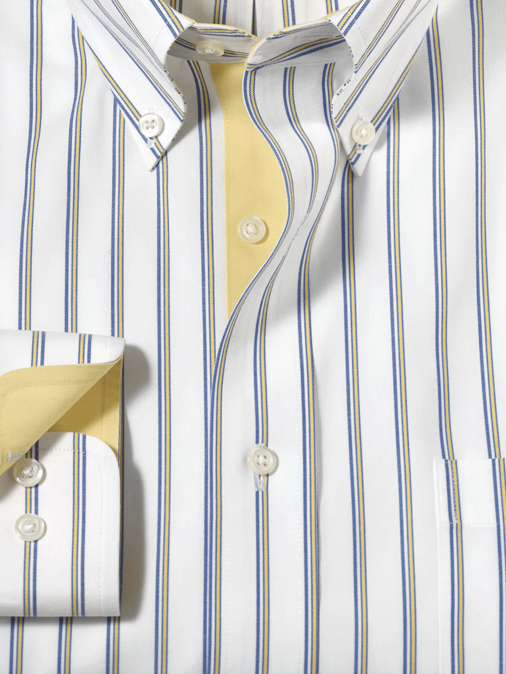 Comfort Stretch Non-Iron Stripe Dress Shirt With Contrast Trim - Blue/yellow - Image 6