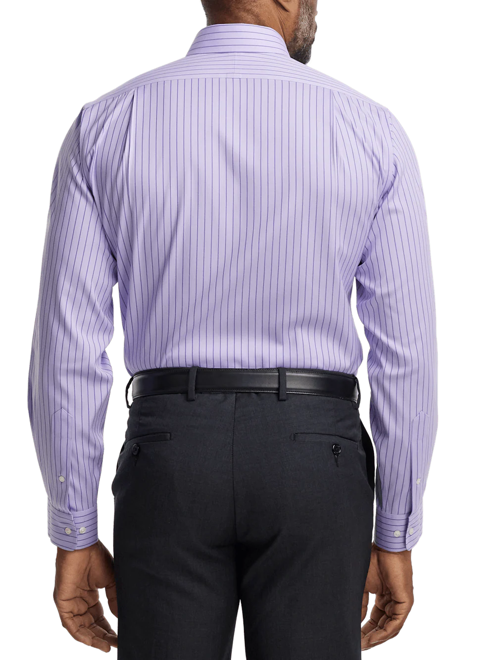 Comfort Stretch Non-Iron Stripe Dress Shirt With Contrast Trim - Purple - Image 5