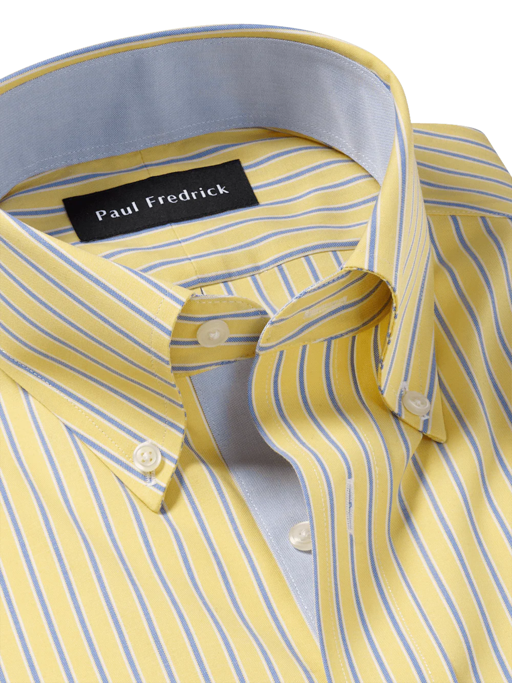 Comfort Stretch Non-Iron Stripe Dress Shirt With Contrast Trim - Yellow - Image 7