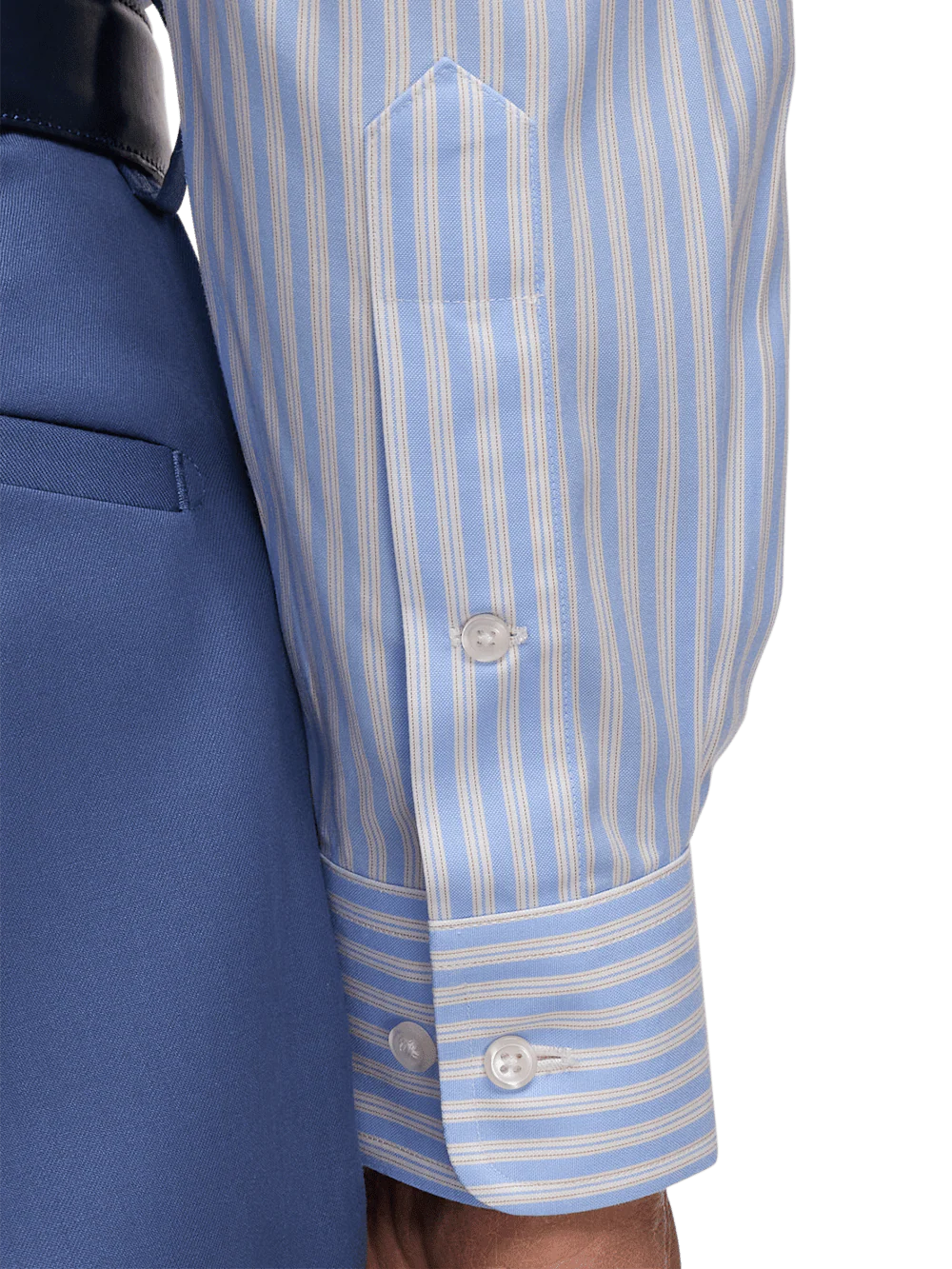 Comfort Stretch Non-Iron Stripe Dress Shirt With Contrast Trim - Blue/pink - Image 4