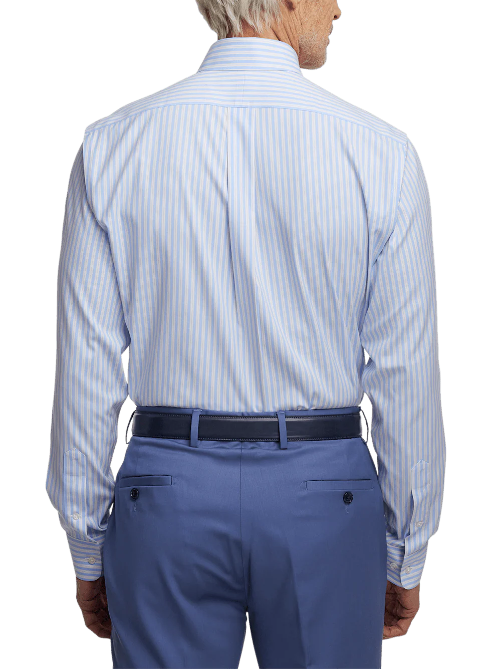 Comfort Stretch Non-Iron Stripe Dress Shirt With Contrast Trim - Blue/pink - Image 5