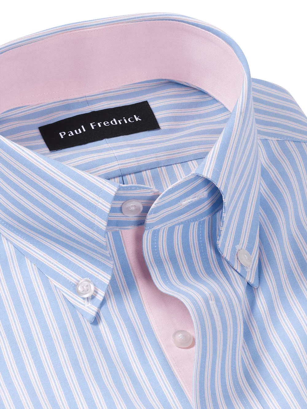 Comfort Stretch Non-Iron Stripe Dress Shirt With Contrast Trim - Blue/pink - Image 7