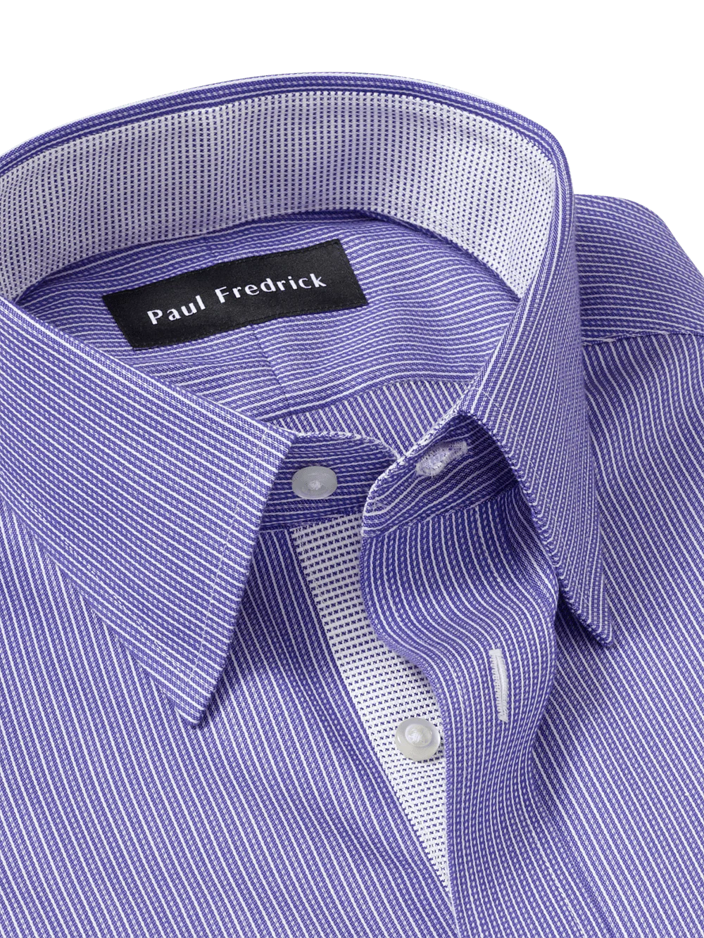Comfort Stretch Non-Iron Stripe Dress Shirt With Contrast Trim - Purple - Image 7