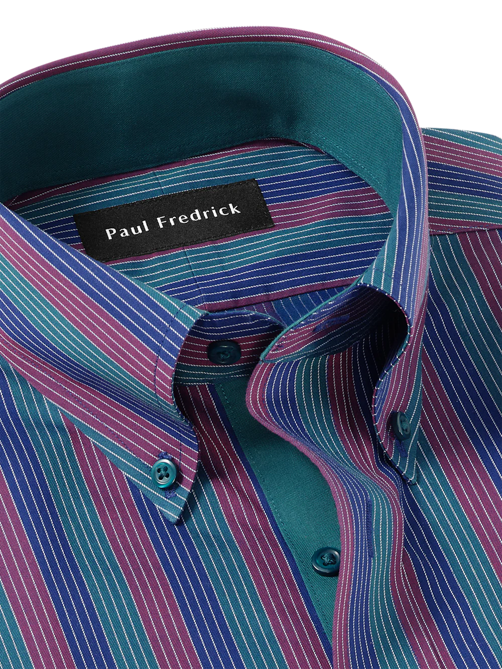 Comfort Stretch Non-Iron Stripe Dress Shirt With Contrast Trim - Multi - Image 7