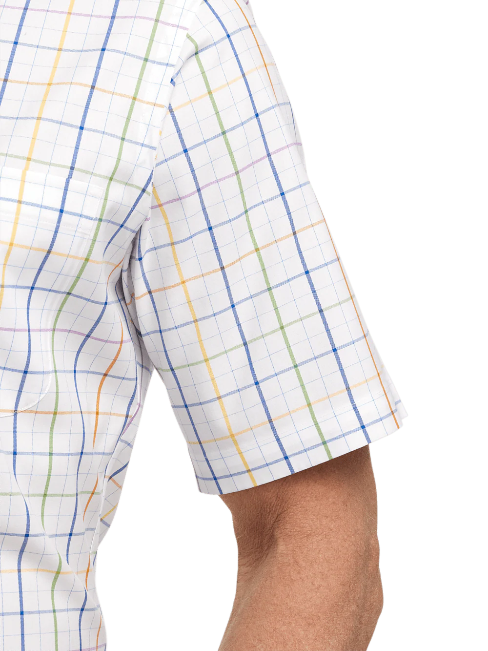 Comfort Stretch Non-Iron Tattersall Dress Shirt With Contrast Trim - Multi - Image 4