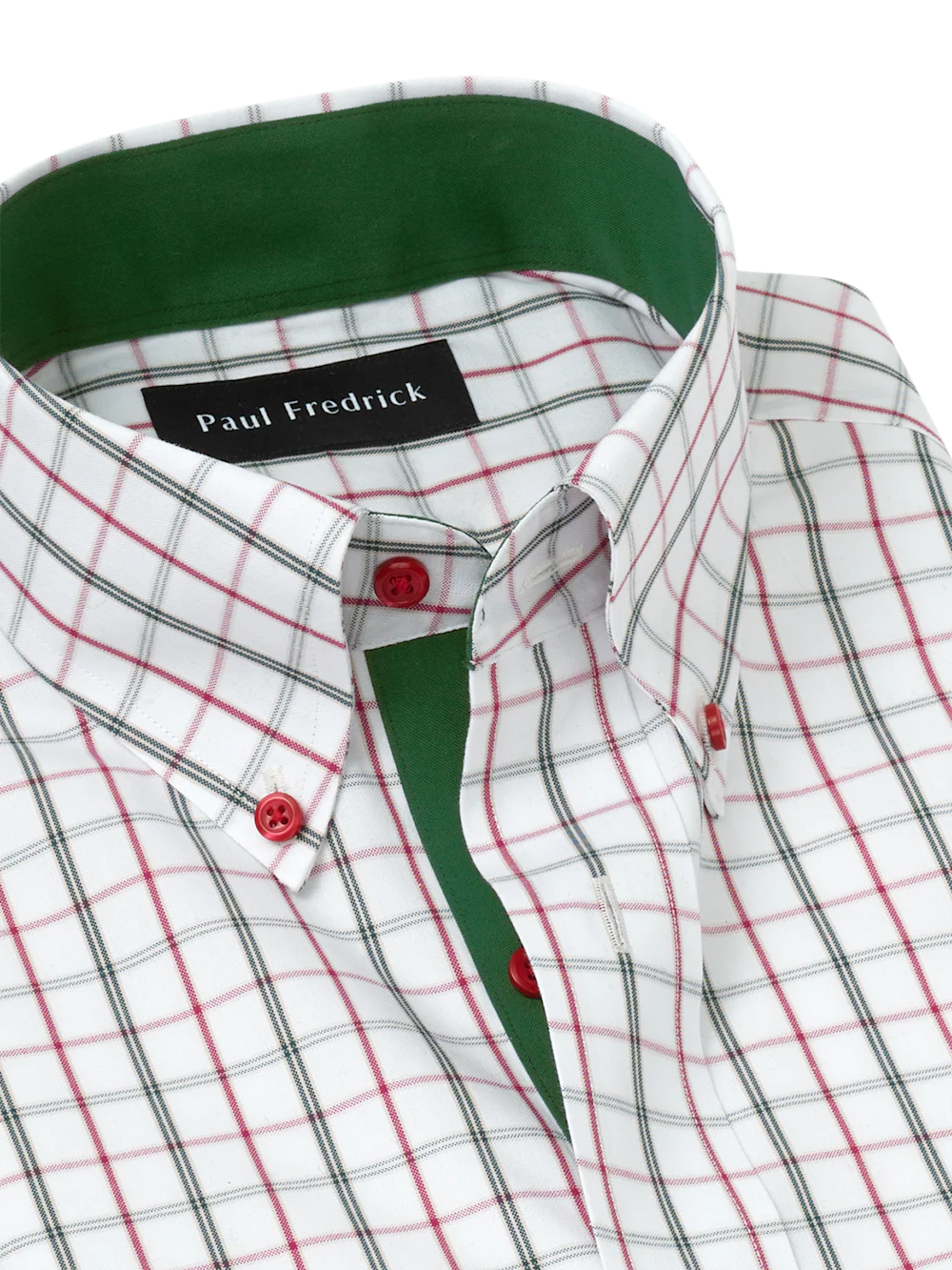 Comfort Stretch Non-Iron Windowpane Dress Shirt With Contrast Trim - Green - Image 7