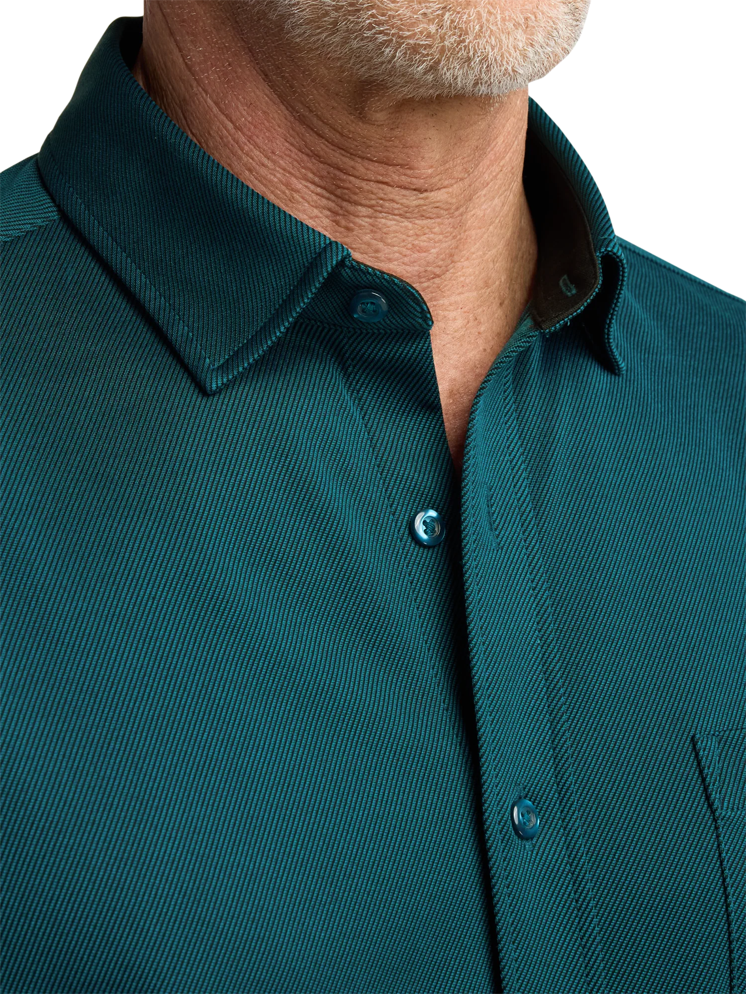 Cotton Blend Button Front Polo - Teal - Image 3
