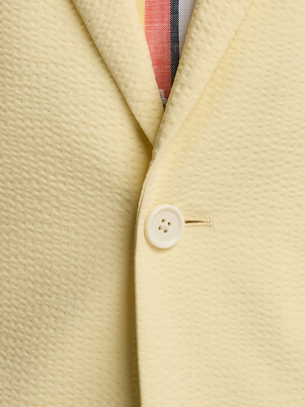 Cotton Blend Seersucker Single Breasted Notch Lapel Sport Coat - Light Yellow - Image 5
