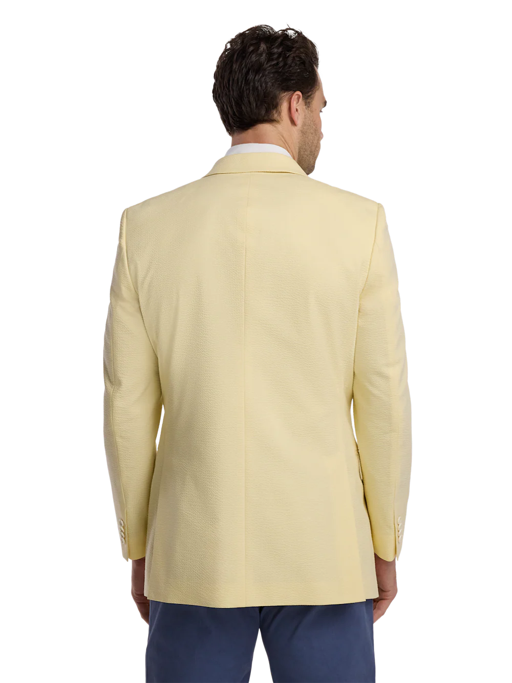 Cotton Blend Seersucker Single Breasted Notch Lapel Sport Coat - Light Yellow - Image 7