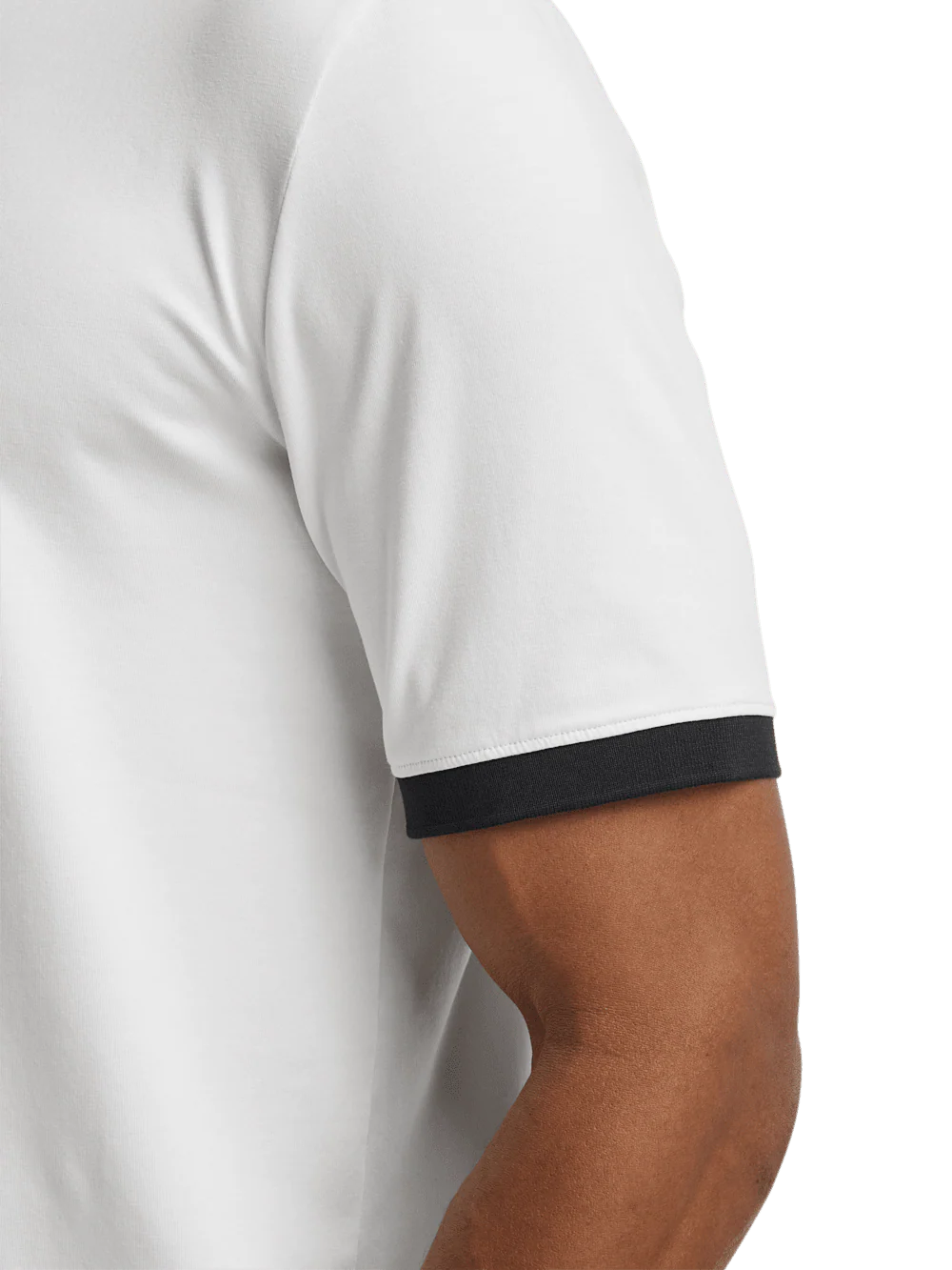 Cotton Blend Three Button Polo - White - Image 4