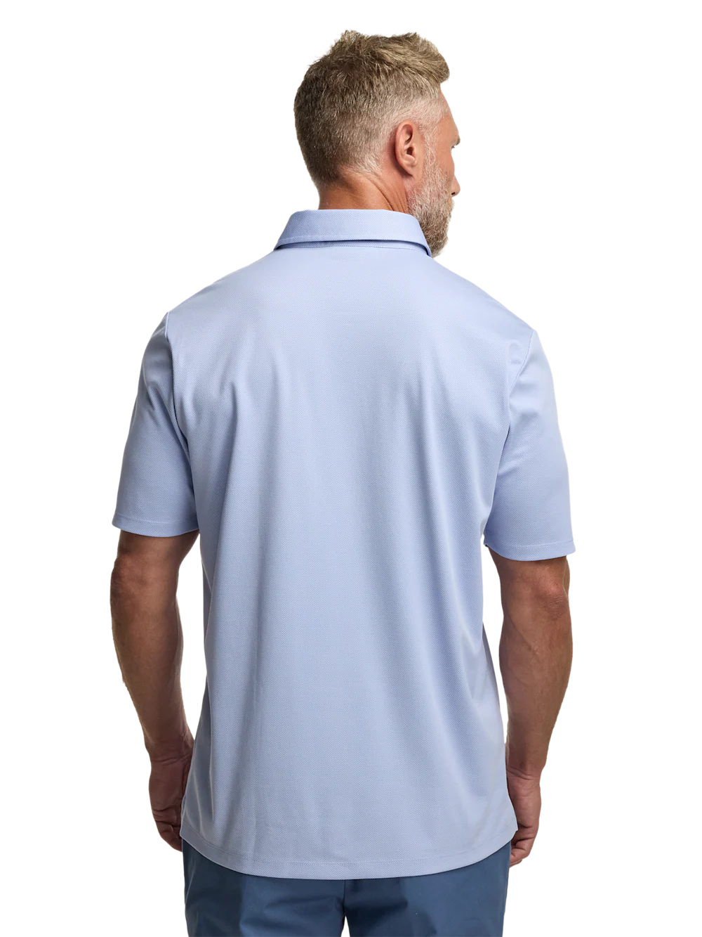 Cotton Blend Three Button Polo - Blue - Image 6