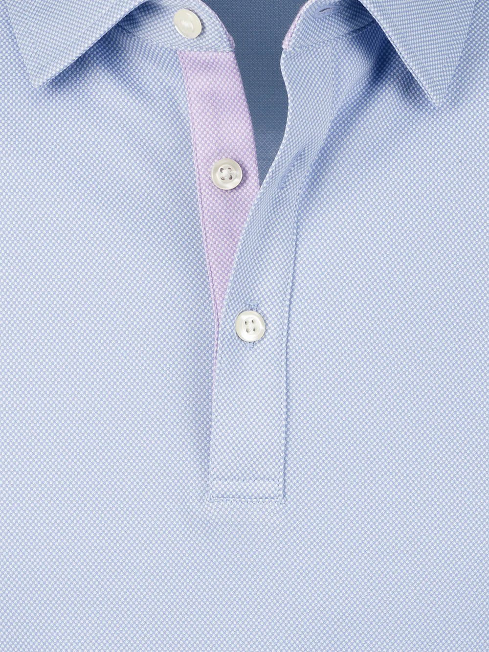 Cotton Blend Three Button Polo - Blue - Image 7