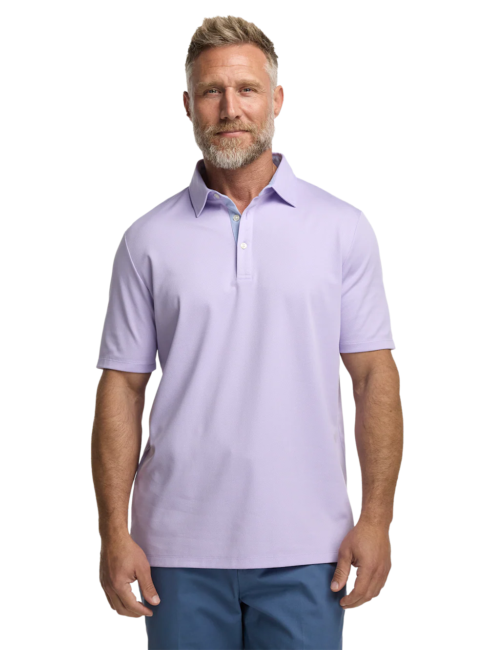Cotton Blend Three Button Polo - Lavender - Image 2