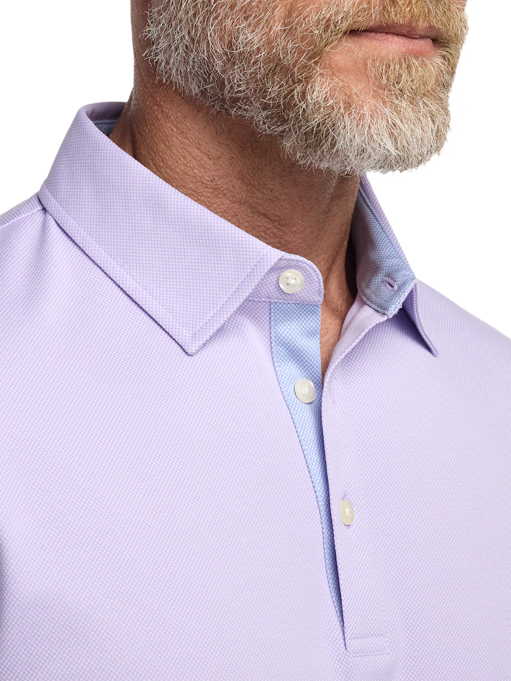 Cotton Blend Three Button Polo - Lavender - Image 3
