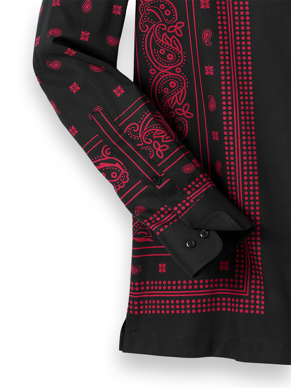 Cotton Border Print Casual Shirt - Black/red - Image 7