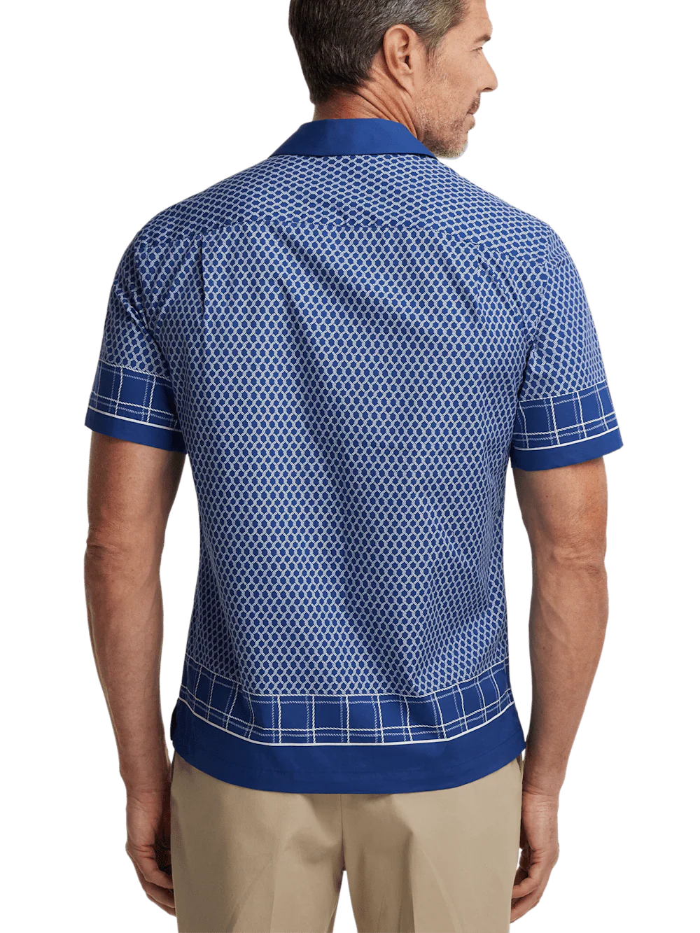 Cotton Border Print Casual Shirt - Blue - Image 5